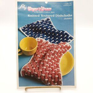 Vintage Knitting Patterns Lily Craft Sugar n Cream Knitted Textured Dishcloths